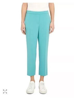 Theory Cropped Pull-On Pants in Aqua Blue